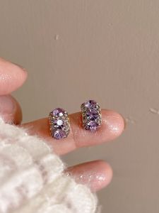 Drunk Sparkling Purple Vintage Mosquito Coil Tray Earrings Womens Fashion Spring Summer Geometric Shape Alloy Gemstone Ear Jewelry