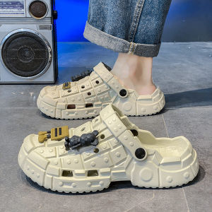 Mens 2025 New Summer Outdoor Wear Anti-Slip Wear-Resistant Two-Purpose Clog Shoes Beach Sandals Comfortable Thick Bottom EVA Slippers