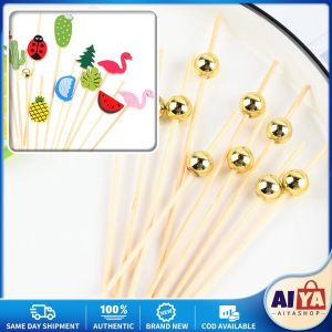 ★Same Day Shipping★ Cartoon Disposable Bamboo Pick Buffet Cupcake Fruit Fork Party Dessert Salad Stick Cocktail Skewer for Kids Cocktail Wedding Decor 306A-LZC-Flaming-Pick