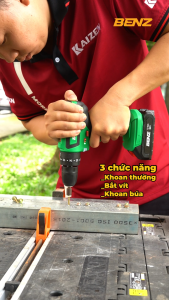 Máy Khoan 2 Chức Năng BENZ Lực Siết 35Nm tặng hộp linh kiện mũi vít khoan -  Máy Khoan Pin chuyên vít gỗ K600 xanh lá hiệu BENZ