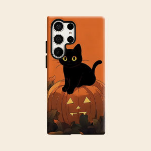 Black Cat On Pumpkin Luxury Fashion Full Lens Protective Case for Samsung Galaxy S26 S25 S24 A56 A36 Plus Ultra