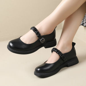 Comfortable Genuine Leather Mary Jane Womens Shoes Spring Autumn New Style Soft Bottom round Toe Low Heel Fashion Single Shoes