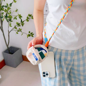 Cute Mini Phone Case Bag Coin Purse Card Holder Bluetooth Earphone Bag Crossbody Neck Rope Hook Document Bag for Students And Girls