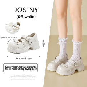 Josiny | Thick Soled Platform Mary Jane Shoes Black Round Toe Chunky Heel