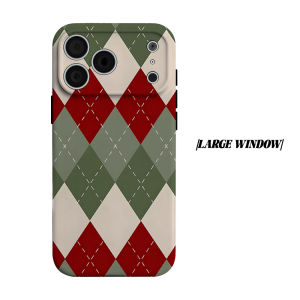 Christmas Argyle Phone Case for iPhone 18 17 16 15 14 13 12 11 Air Pro Max Plus Double-layer Cover