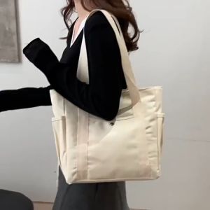 Large Capacity Canvas Tote Bags for Work Commuting Carrying Bag College Style Student Outfit Book Shoulder Bag