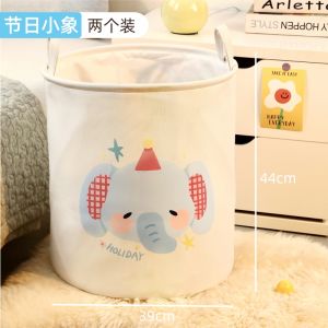 ถังเสื้อผ้าสกปรกพับได้ลายการ์ตูน ถังใส่เสื้อผ้าสกปรกสำหรับใช้ในบ้าน ถังใส่ของเล่น ความสวยงามระดับไฮเอนด์ ถังซักผ้าขนาดกลาง