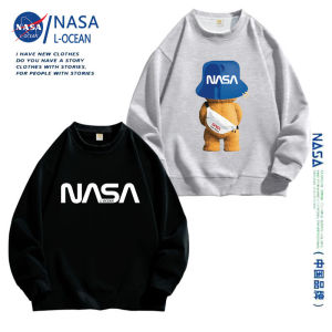 NASA Collaborative Loose Fit Long Sleeve round Neck Hoodless Sweatshirt Trendy Casual Spring Autumn Mens Top Quality Polyester Cotton