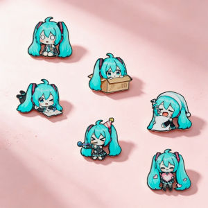 Bandai | Cute 6pcs Kawaii Chibi Enamel Pin Set Multi-Pose Vocaloid Anime Brooches Aesthetic Metal Lapel Badges for Backpack Perfect Gift