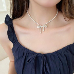 สร้อยคอไข่มุกสไตล์เกาหลี โซ่กระดูกไหปลาร้า โซ่ลูกปัดหลากสี ไม่ซีดจาง แฟชั่นฤดูใบไม้ผลิและฤดูร้อนสำหรับผู้หญิง