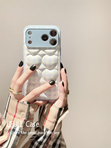 UFULL Blue Plaid Heart iPhone 17 pro Max Case Womens Style Faux Leather Protective Cover Autumn Winter Ins Trend Love Design