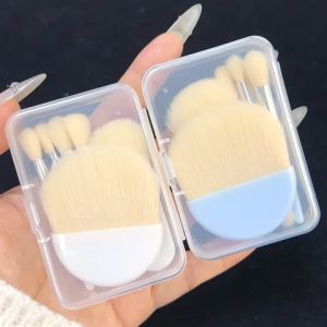 6ชิ้น/กล่อง ชุดแปรงแต่งหน้าพกพาขนาดเล็ก - แปรงรองพื้น คอนซีลเลอร์ อายแชโดว์ แบบนุ่ม