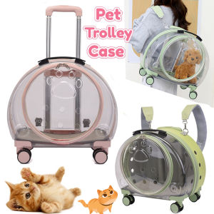 Pet Trolley Case Cat Large Capacity Backpack Portable Transparent Outing Dog Luggage Bag Stroller