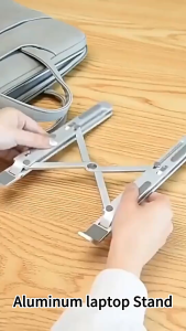 Foldable Laptop Stand Aluminium Stand 7 Level Ergonomis Penyangga Notebook iPad Macbook Anti Slip Ringan Kokoh Dudukan Lipat Portable
