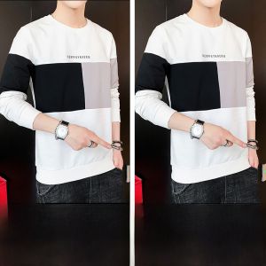 ROMON | Loose Fit Round Neck Long Sleeve Mens Sweatshirt Casual Print Base Layer Shirt Urban Style Fashionable Antimicrobial T-shirt