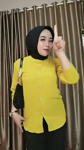 Kemeja Wanita Crinkle pocket Jumbo LD 120 Lengan 3/4 Terbaru 2024 Oversize / Daily top blouse