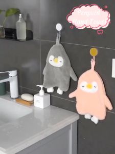 Penguin Towel / Lap Tangan Motif Karakter Gantung Kain Bulu Tebal Lucu Murah / Handuk Lap Tangan