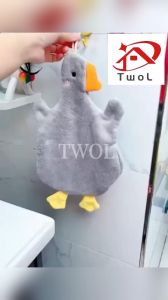 TWOL SHOP 1pcs Cartoon Goose Hand Towel Hanging Absorbent Small Towel Childrens Handkerchief Cute Bathroom Kitchen Hand Towel