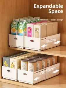 Kitchen Cabinet Drawertype Retractable Desktop Snack Miscellaneous Deep Cabinet Right Angle Storage Box Plastic Material