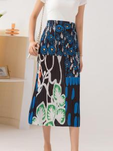Fashionable Printed High Waist Asymmetrical Skirt for Women Summer 2022 Split A-Line Skirt Multi-Color Casual Polyester Fiber
