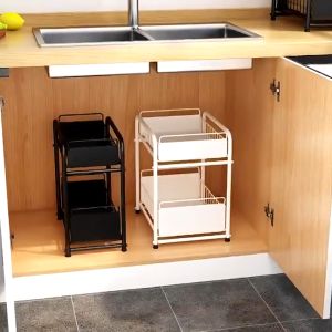 Rak Bawah Wastafel Rak dapur stainless steel Rak Penyimpanan Serbaguna rak panci wastafel  rak multifungsi Rak panci
