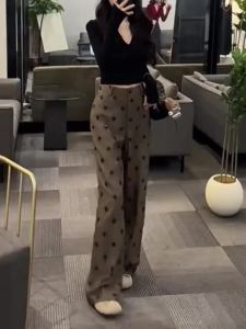 MANMI | Trendy Niche Print Loose Straight Leg Trousers Women