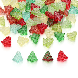 10Pcs 15x16mm Colorful Glass Christmas Tree Beads Charms for DIY Bracelet Keychain Xmas Gift Jewelry Craft Making