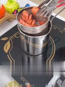 OFM-C1233 Panci Deep Fryer 2IN1 Stainless Steel Panci Set Saringan Minyak Praktis Rebus Multifungsi