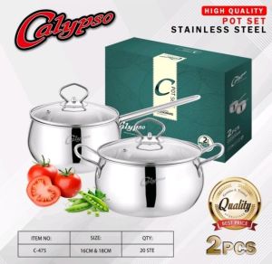 Calypso Panci Set 2 Pcs 16cm 18cm Stainless Steel Tutup Kaca