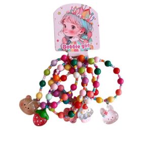Cute cartoon colored childrens bracelet with candy colored beads girls elastic rope bracelet girls jewelry
