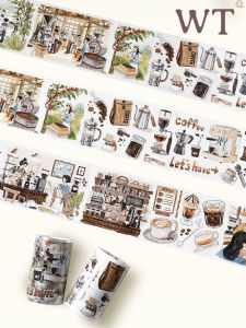 Coffee Dessert Themed Washi Tape PET Die-Cut Ins Daily Style Decor Expert Adhesive Tape for Journaling And Business Supplies