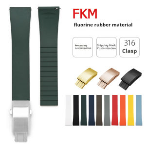FKM Watch Band Comfortable Fluoro Rubber Strap 18/19/20/21/22mm Quick Release Micro-adjust Clasp Universal Replace Bracelet Belt