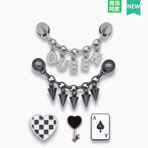 Crocs Hole Shoes Shoe Ornament Punk Metal Retro Shoe Buckle Texture Trendy Silver Element Accessories DIY Accessories