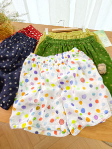 XIAOER | Quần Shorts In Hình Chấm Cho Phụ Nữ 100% Ramie / 100% Cotton Lót