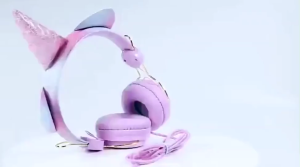 Cute Pink Unicorn Wired Headphones Cat Ear Kids Game Headset with Mic for Tablet Laptop PC