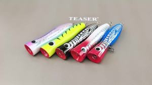 Mồi Câu Giả Bằng Gỗ TEASER WD116 80g Kiểu Popper Nổi Mặt Nước Dùng Cho Câu Cá Lớn Bằng Phương Pháp Trolling Trên Biển Thuyền Đại Dương Bãi Biển Sông Phong Cách Carpentry.