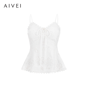 AIVEI | Summer Romantic Getaway White Embroidered Lace Halter Top