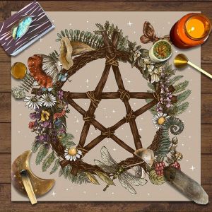 ผ้าปูโต๊ะไพ่ทาโรต์ VIKAMA กันน้ำ ป้องกันคราบ ซักเครื่องได้ สำหรับทำนายดวง ทำสมาธิ ตกแต่งทางจิตวิญญาณ ผ้าปูแท่นบูชา