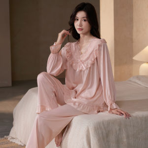 LEZIMENG | Elegant Silk Lace Sleepwear for Women Spring Fall