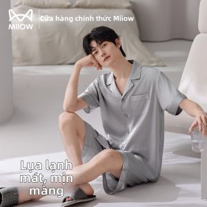 MiiOW | Bộ Đồ Ngủ Mùa Hè Túi Rộng Tay Ngắn Chất Liệu Lụa Băng 2 Mảnh