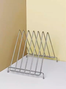 Stainless Steel Stand Cutting Board Rack 6-Slot Storage Organizer
