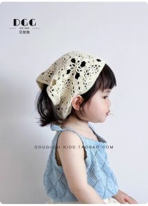 Handmade Crochet Triangle Scarf Headband for Girls Baby Princess Cute Hair Accessory Childrens Country Style Headwear
