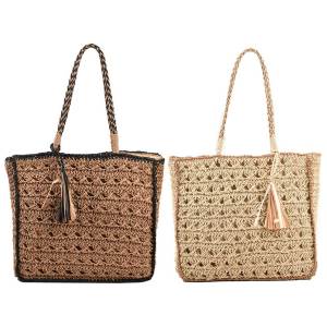 Stylish Women Crochet Handbag with Tassels Woven Design Crossbody Bag for Casual Outings