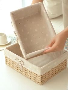 【Local Warehouse】 Nordic Rattan Storage Basket Hand-Woven Storage Box Fruit Snacks Desktop Container Home Organizer Nordic Rattan Storage Basket Hand-Woven Storage Box Fruit Snacks Desktop Container Home Organizer Home Rattan Basket Tray Organizer/ Fruit