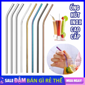 Ống Hút Inox Đầu Cong - Ống Hút Uống Nước Uống Trà Sữa Bằng Thép Không Gỉ Ống Hút Cong Cao Cấp Có Thế Tái Sử Dụng Nhiều Lần Tiện Lợi