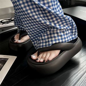 EVA Thick Heel Sandals Womens Roman Style Casual Slip-On Shoes Summer Outdoor Wear Increased Height Beach Popular Twill Slippers