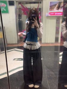 SENWA | Korean Style Floral Blue Two-Piece Set
