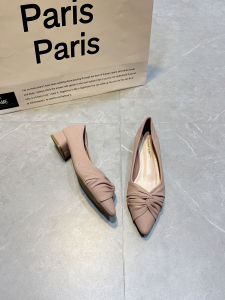 Black Business Working Work Shoes 3cm High Heels Womens Chunky Heel Soft Bottom Wild Pointed Toe Mid and Low Heel Single-Layer Shoes Large Size