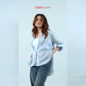 Logo Jeans Kemeja Wanita Twyla Baby Blue 24999L5BB