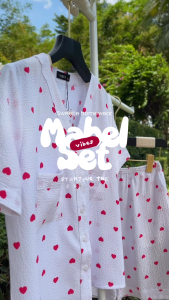VIBES Đồ bộ Pijama ngắn cổ V chất đũi xốp Vie Mabel Py Set